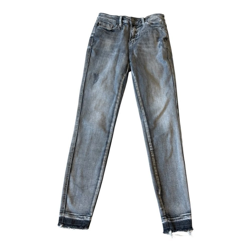 Judy Blue Jeans Skinny Fit Raw Hem Grunge Black Gray Stonewash JB88165 Size 3/26